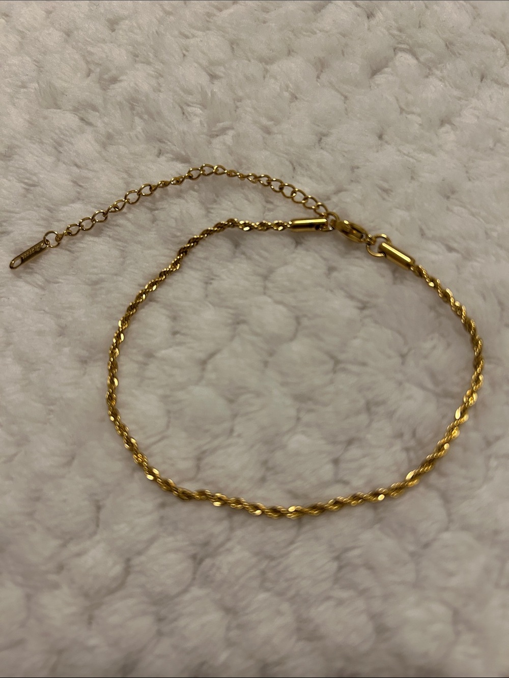 NWOT Gold PDV Stainless Steel Rope Chain Anklet Bracelet- Classic Minimalist